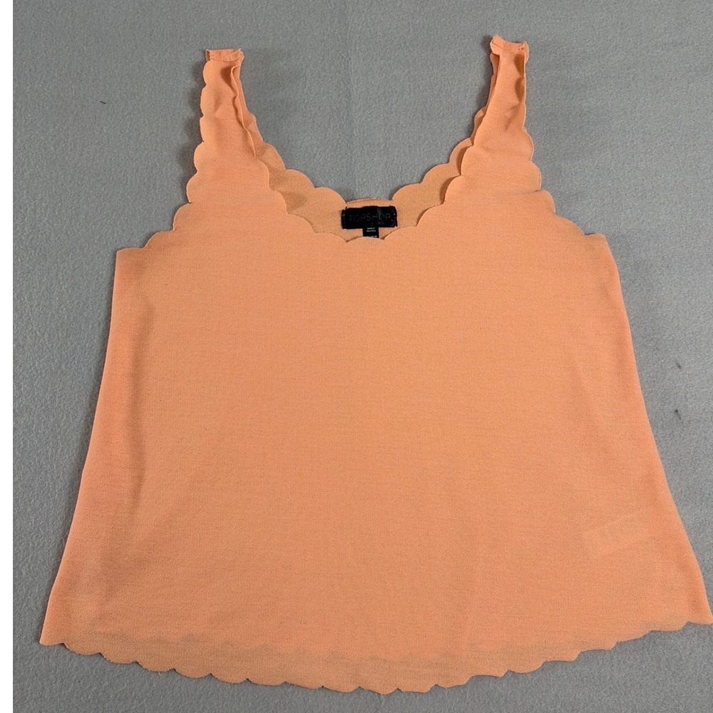 Topshop Peach Scalloped Trim Tank Top V-Neck Sleeveless Blouse 09G02DPCH Women 4